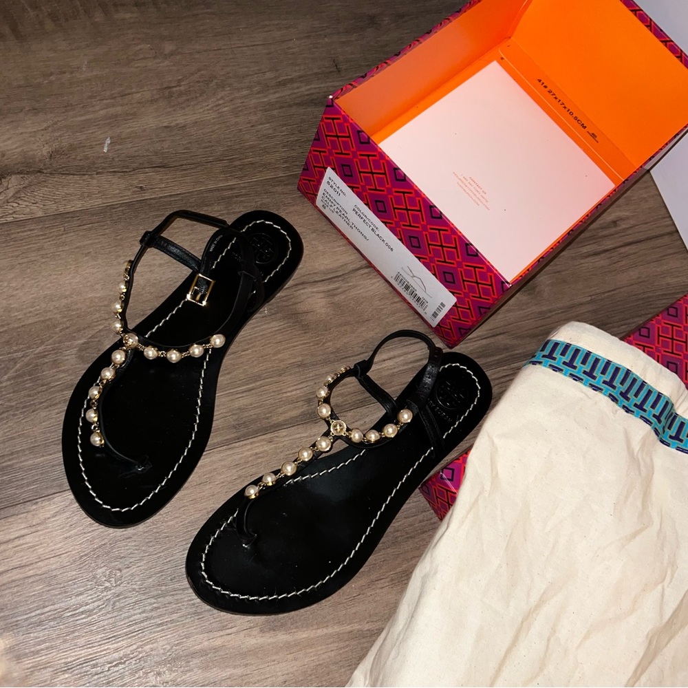Tory Burch Emmy Pearl black sandals